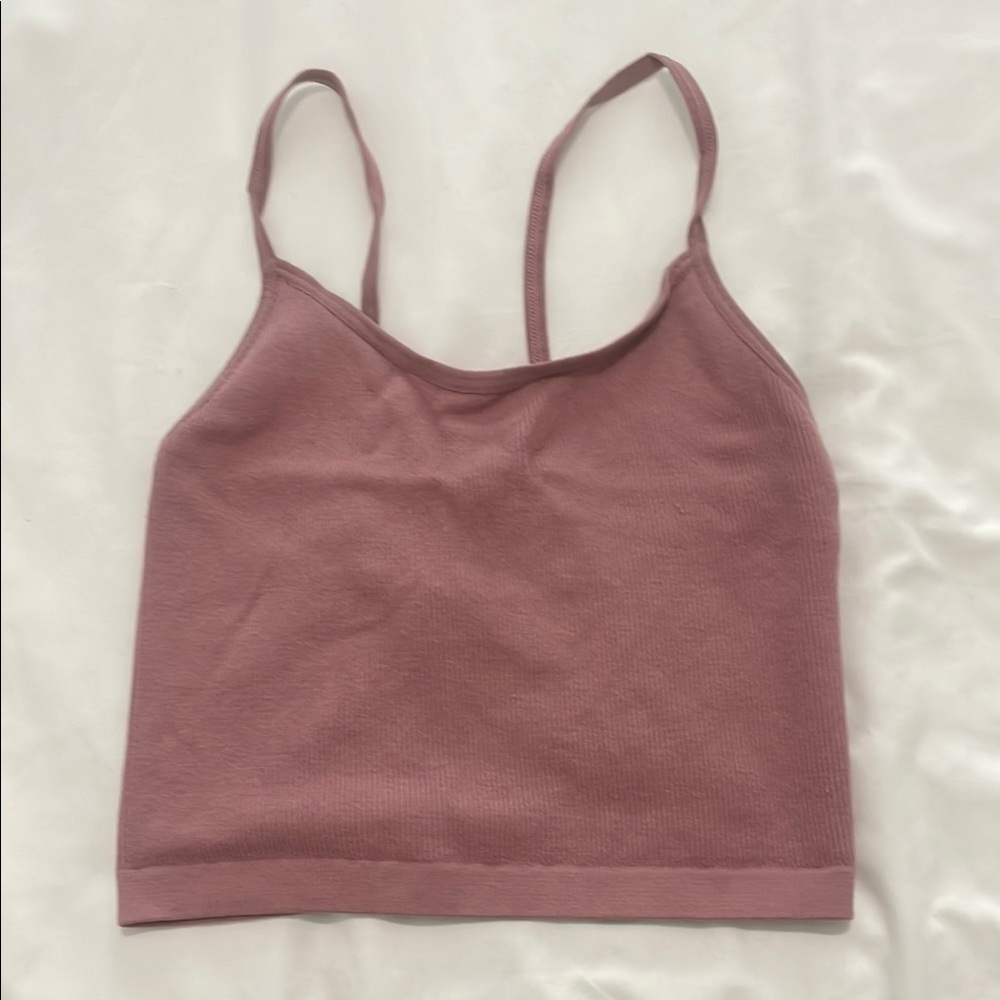 Pink Ribbed Crop Top
